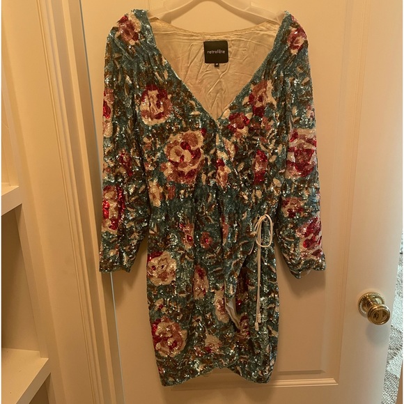 Retrofete Pearl Dress, Size: Medium, Color: Blue Floral - Picture 7 of 8